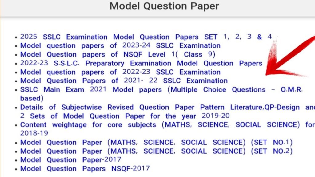 Sslc exam model question papers 